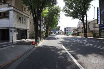 敷地北西側の前面道路（北東側から）