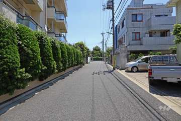 敷地南西側の前面道路(北西側から)