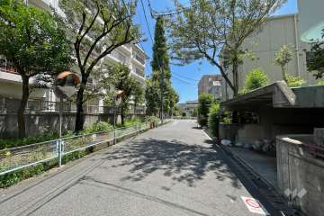 敷地西側の前面道路（北側から）