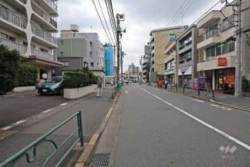 敷地西側の前面道路（北側から）