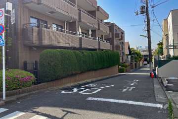 敷地西側の前面道路（北側から）