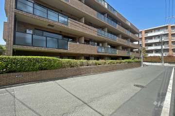 敷地南東側の前面道路（南西側から）