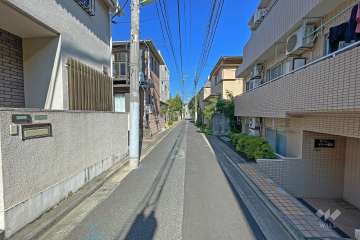 敷地西側の前面道路（北側から）