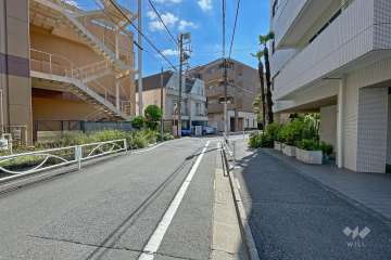 敷地南東側の前面道路（北東側から）