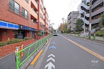 敷地南西側の前面道路(北西側から)