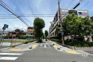 敷地南西側の前面道路(南側から)