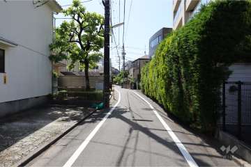 敷地南東側の前面道路（北東側から）