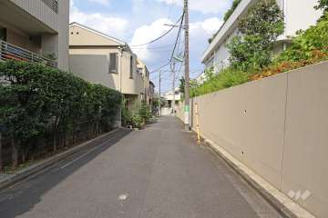 敷地南側の前面道路（西側から）