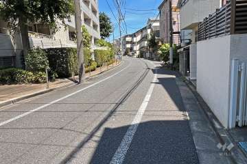 敷地南側の前面道路（西側から）