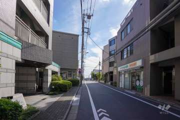 敷地西側の前面道路（北側から）