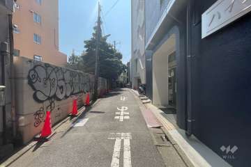 敷地北側の前面道路（西側から）