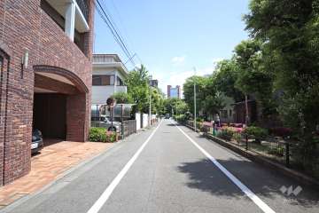 敷地南東側の前面道路（南西側から）