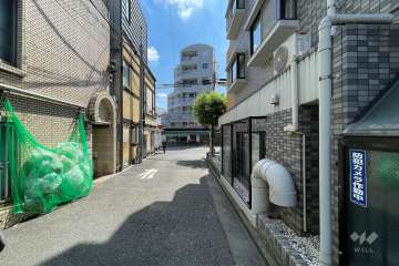 敷地の北側前面道路（西側から）
