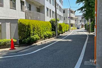 敷地の南側前面道路(南西側から)