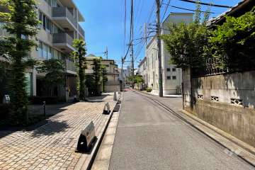 敷地西側の前面道路（北側から）