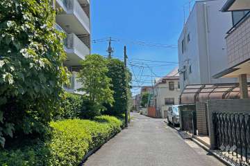 敷地南側の前面道路（西側から）