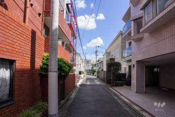 敷地南側からの前面道路（西側から）