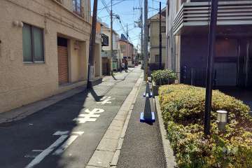 敷地西側の前面道路(北側から)