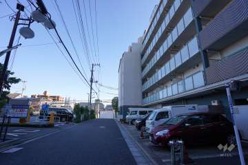 敷地東側の前面道路（北側から）