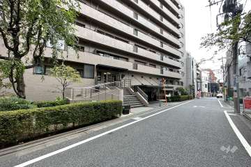 敷地西側の前面道路（北側から）