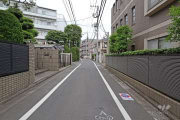 敷地北側の前面道路（西側から）