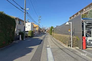 敷地南西側の前面道路（南東側から）