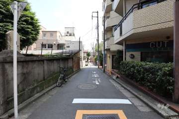 敷地北東側の前面道路（北西側から）