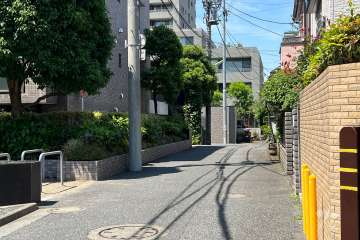 敷地の東側前面道路(南東側から)