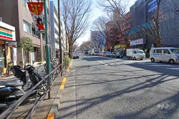 敷地の南側前面道路(西側から)