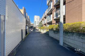 敷地南西側の前面道路（南東側から）