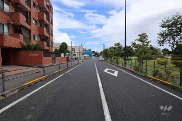 敷地南西側の前面道路（北西側から）