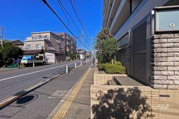 敷地南西側の前面道路（南東側から）