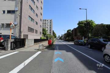 敷地南西側の前面道路（北西側から）