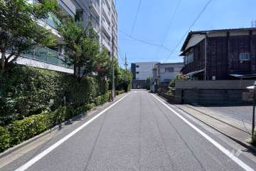 敷地西側の前面道路（北側から）
