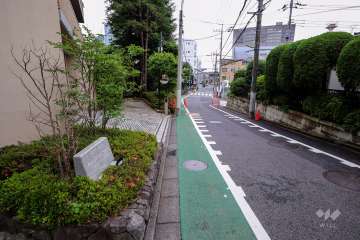 敷地西側の前面道路（北側から）
