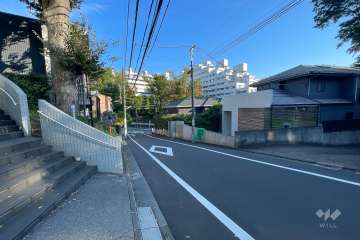 敷地南側の前面道路（西側から）