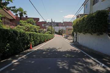 敷地の南側前面道路（西側から）