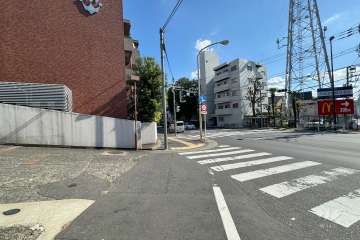 敷地南側の前面道路（西側から）