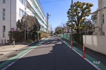 敷地南西側の前面道路（北西側から）