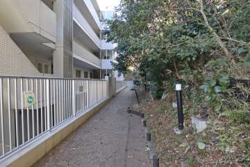 敷地北東側の前面道路（南東側から）