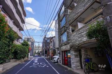 敷地北側の前面道路（西側から）