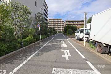 敷地東側の前面道路（南側から）