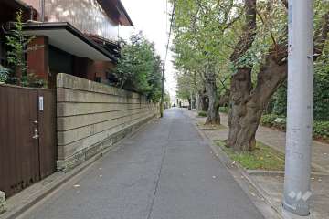 敷地の東側前面道路（北側から）