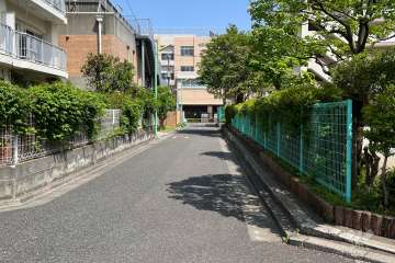 敷地南側の前面道路(西側から)