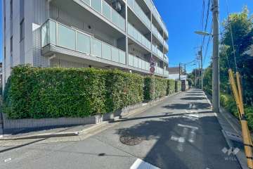 敷地南西側の前面道路（北西側から）