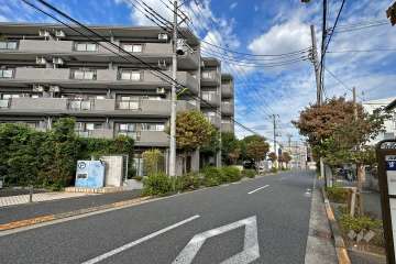 敷地南東側の前面道路（南西側から）
