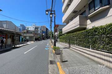 敷地南西側の前面道路（南東側から）