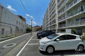 敷地南東側の前面道路(北東側から）