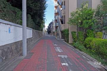 敷地南西側の前面道路（南東側から）