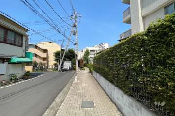 敷地の北側前面道路（西側から）